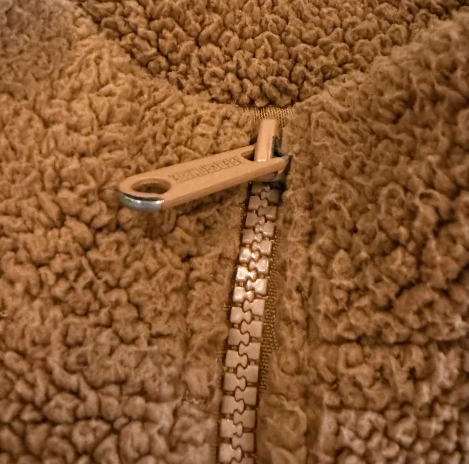 Abercrombie Niños 9/10 Años Marrón Cuello Simulado Sherpa Vellón Cremallera Completa Chaqueta Peluche Acogedora Foto 2 de 4