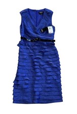 NWT Adrianna Papell Purple Sleeveless Belted Chiffon Halter Dress Size 2 Petite