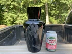 Vintage Fenton Black Glass Sophisticated Ladies Sand Carved Vase