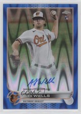 2022 Topps Chrome Rookie Blue RayWave Refractor /150 Alex Wells #RA-AW Auto 0zk3