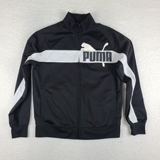 PUMA Sweater Mens Medium Black White Jacket Full Zip Activewear Performance Tech