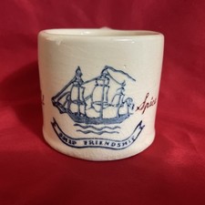 Tazza da barba vintage primi anni '40 Old Spice Hull Pottery, USA - "Amicizia nave"