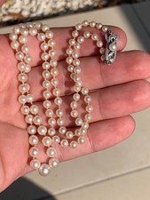 Silver Mikimoto cultured pearl necklace vintage 15.1 grams