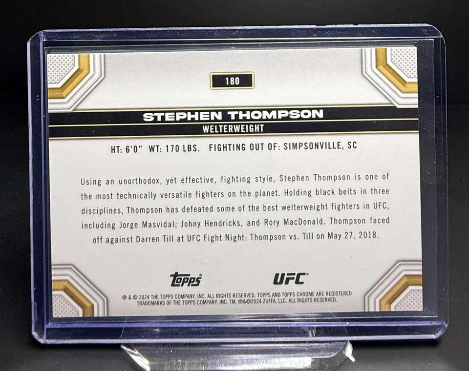 2024 Topps Chrome UFC Stephen Thompson Blue Wave Refractor /75 - Image 2 of 2