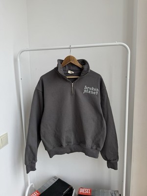 Broken Planet Shadow 1/4 Zip Sweatshirt Grey Size MediumOversized Boxy Fit