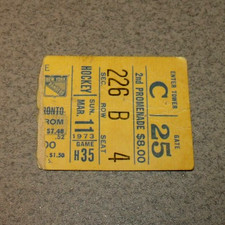 New York Rangers 3/11/1973 Ticket Stub v Toronto Maple Leafs Steve Vickers 1g 1a