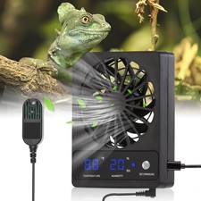 DAOTAILI Reptile Tank Fan with Thermometer  Hygrometer  LED Display, Black