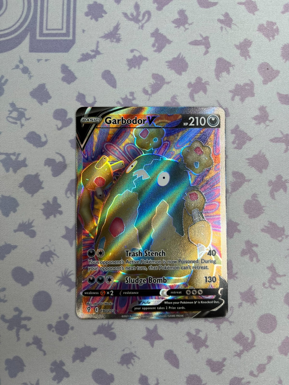 Garbodor V (Full Art) 190/203 SWSH07: Evolving Skies Holo