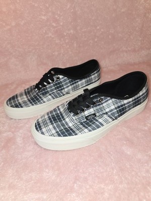 Vans Authentic Grunge Plaid Black White Sneaker Rare Men 7 Women 8.5