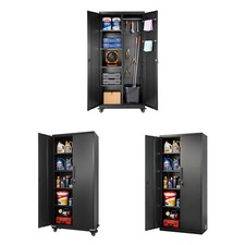 Uimoso 68.9/70.6/72.6 in Steel Storage Cabinet with 5 Shelves for Garage, Black