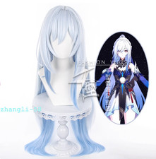 Honkai  Star Rail Jingliu Simulated Scalp Top Gradient Blue Long Wig Cosplay Prop