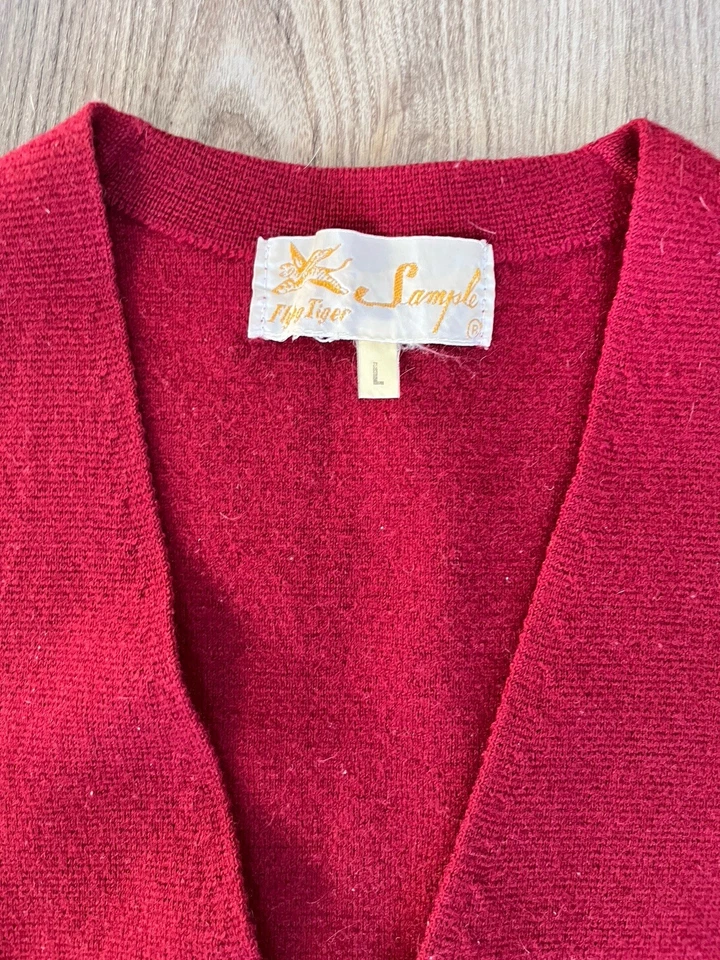 Chaleco de Lana Flying Tiger Para Hombre Grande Carmesí Hecho en Escocia 100% Lana De Colección Foto 4 de 4