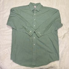 Brooks Brothers Regular Fit Green Checkered Cotton Dress Shirt Men 16 1/2 -2/3