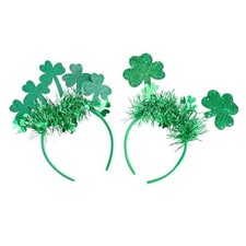 2Pcs St Patricks Day Headband Green Sequin Shamrock Hairband for Adults
