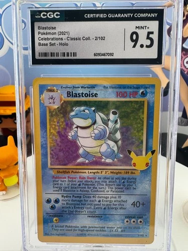 CGC 9.5 MINT+ Blastoise 2/102 Celebrations Classic Collection Base Set Holo