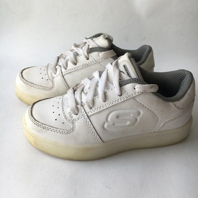 SKETCHERS SCHUHE Mädchen Jungen UK 10 weiß Sneaker Schuhe Schnürer Freizeit