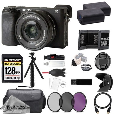 Sony Alpha a6400 Camera w/ 16-50mm Lens +128GB + Ext Bat+ 3 PC Filter- Kit