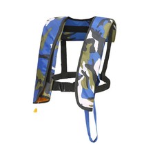 Inflatable Adult Life Vest Automatic / Manual Blue Camo - NEW