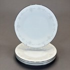 Noritake Casablanca 6842 Dinner Plates 10 1/2" Set of 4 White Platinum Trim