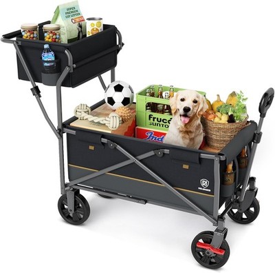 EVER ADVANCED Faltbarer Bollerwagen mit Bremse, Einkaufskorb, bis 120kg,
