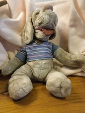 Vintage 1981 16" Talking Wrinkles Gray Plush Puppet Dog Ganz Bros Stuffed Animal