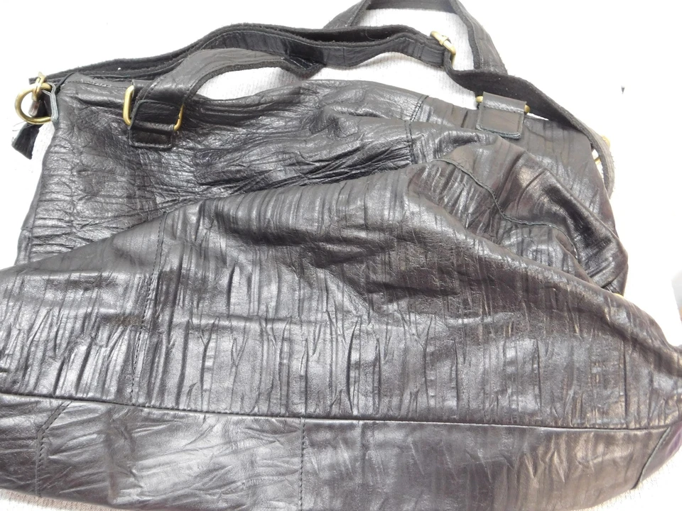 Bolso de Hombro AmeriLeather Grande de Cuero Negro Bolso Mensajero Cremallera Superior Foto 2 de 4