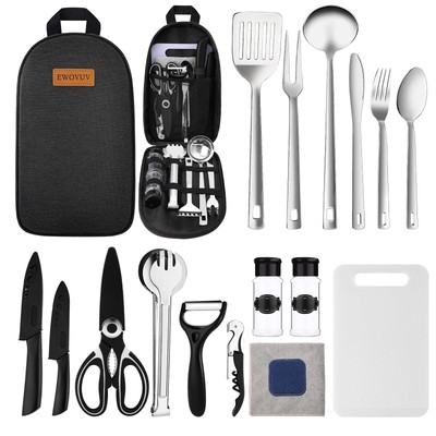 Camping Cooking Utensils Set- Camping Essentials Cookware Camp Accessories Ge...