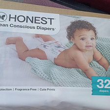 Honest Clean Conscious Diapers Size 2 12-18 lb 32 Ct Fragrance Free Prints