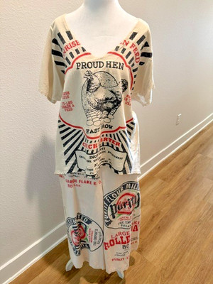 Jaded Gypsy Feed Sack Two-Piece Set   Top & Heirloom Pants (L/XL)