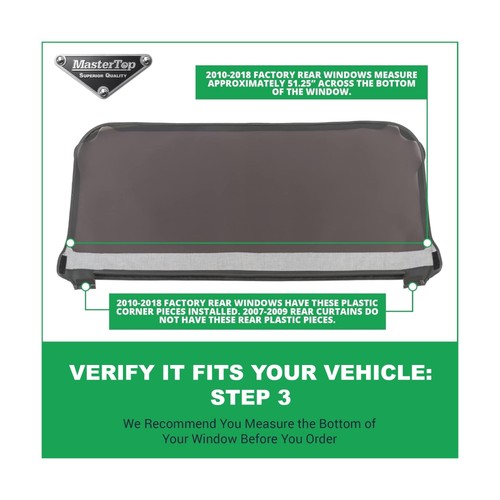 MasterTop Soft Top Rear Replacement Window - Fits Jeep Wrangler JK 2-Door & 4... - Picture 5 of 6