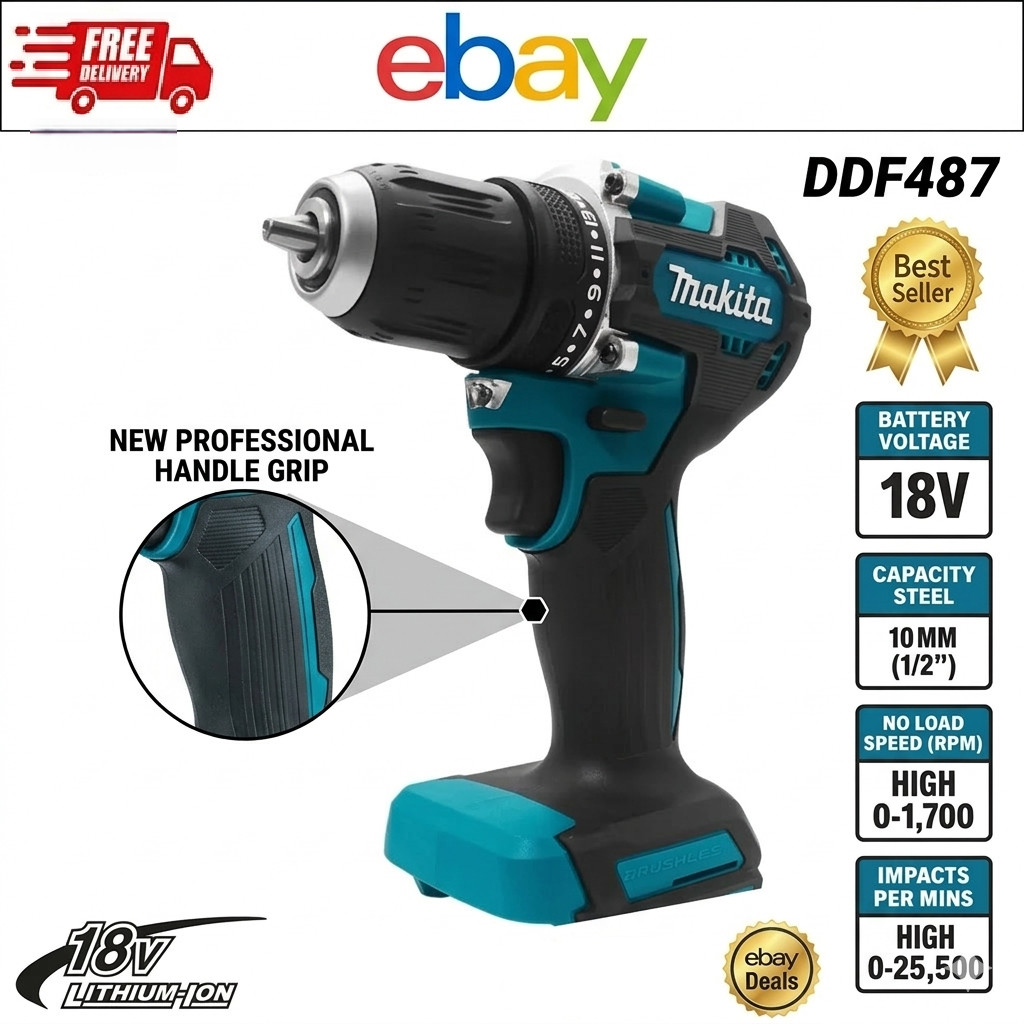 Makita DDF487 18V LXT Lithium-Ion Brushless Cordless 1/2" Driver-Drill