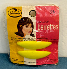 Vintage Goody Fashion Barrettes   Yellow Hair Clips   Original Packaging   1960s