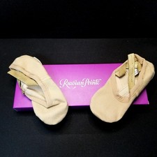 NIOB Russian Pointe Vivante Tan Stretch Canvas Ballet Slippers Kid's Size 13.5