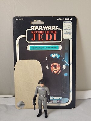 Vintage Star Wars Star Destroyer Commander ORIGINAL GUN + ROTJ 77 Card Back