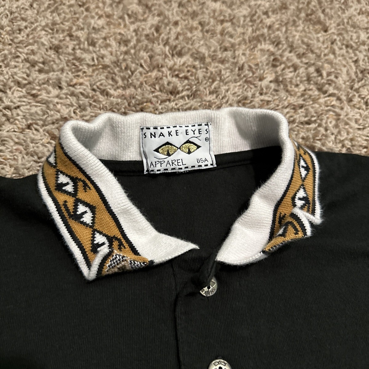 Rare Vintage Snake Eyes Apparel Polo Black Made in USA