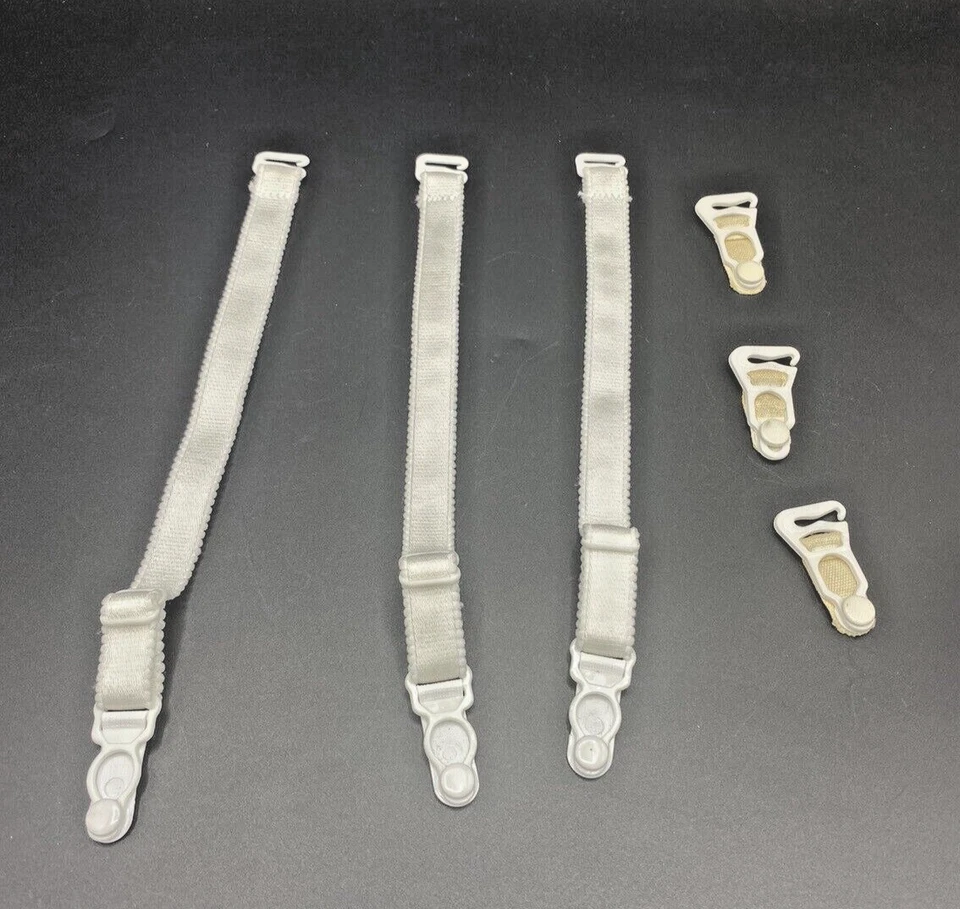Vintage Garters Lot of 6 White Beige Plastic Hardware Lingerie Pin-Up Retro - Image 2 of 4