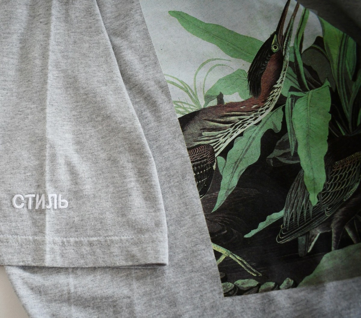HERON PRESTON メッシュシャツ XL【激レア】 $280 NEW Authentic HERON PRESTON GREEN HERON Birds Printed