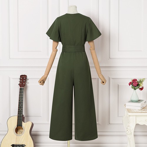 Women Ladies Short Sleeve V Neck Jumpsuit Evening Cocktail Wide Leg Pants Romper - Picture 9 of 15