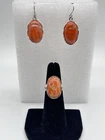 VTG 925 Ring And Earring Set Beautiful Design On Back Of Sponge Coral