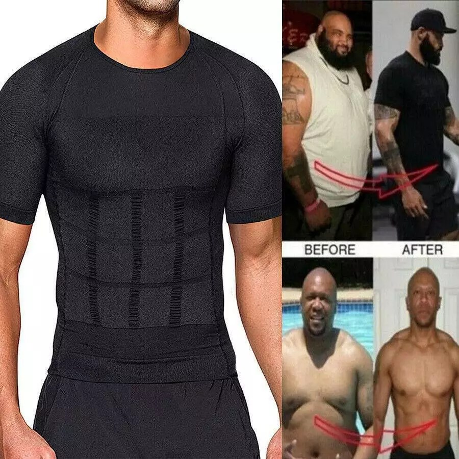 US Men Gynecomastia Compression Shirt Slimmer Shapewear to Hide Man Boobs  Moobs