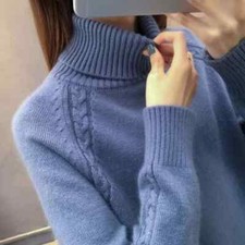 Women's Turtleneck Sweater New Loose Warm Knit Pullover Tops Knitwear Jumper