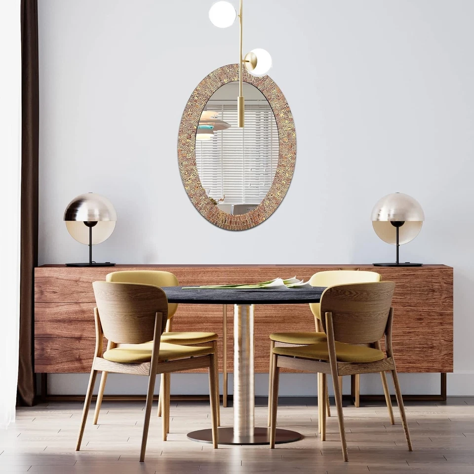 Espejo de pared marrón colgante forma ovalada DecorShore 32x24 | Espejo decorativo Foto 4 de 4