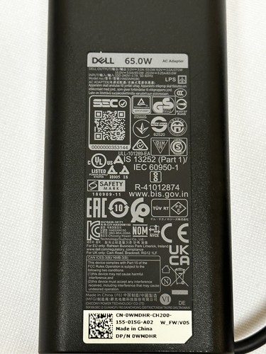 Nowy oryginalny zasilacz sieciowy Dell USB typu C 65W HA65NM190 DA65NM190 LA65NM190 - Zdjęcie 3 z 3