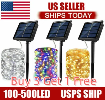 Cadena De Luces Solares 100/300 LEDS Tira Luz Solar String Light Jardin Navidad