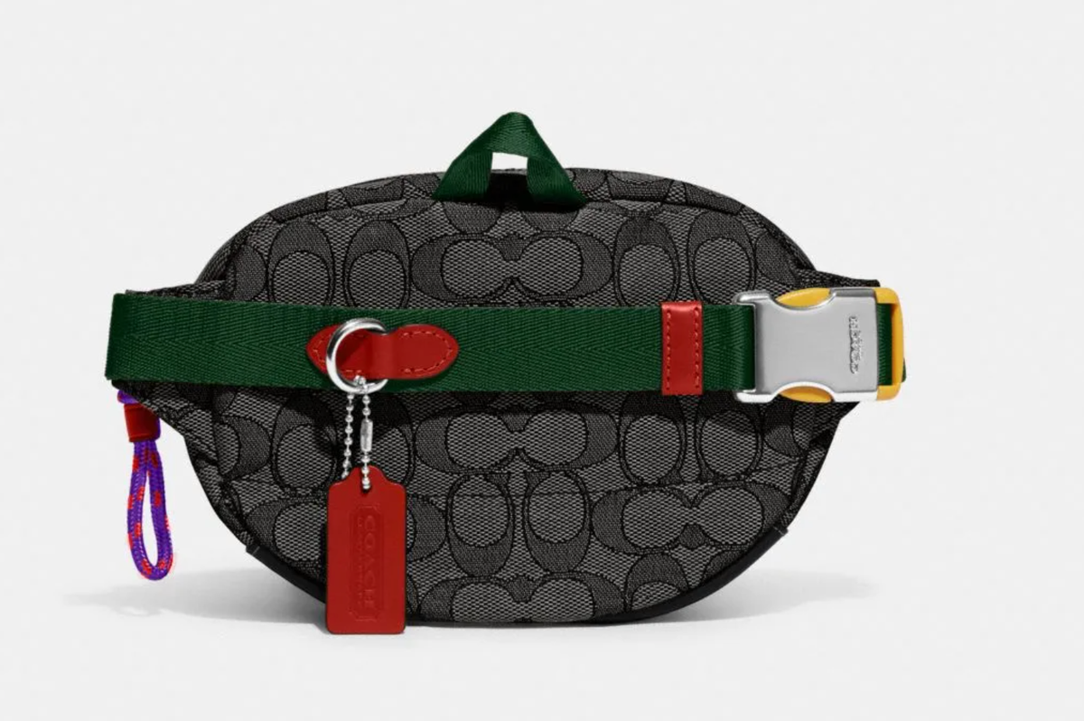 COACH Jacquard & Leather Utility Belt Bag CHARCOAL multi CH751