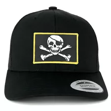 FLEXFIT Jolly Rogers Military Skull Embroidered Patch Snapback Mesh Trucker Cap