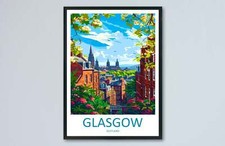 Glasgow Travel Print Wall Art Glasgow Wall Hanging Home Décor Glasgow Gift Art L