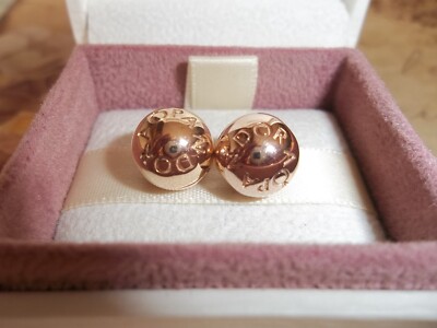 Genuine Authentic Pandora Rose Gold Logo Clip Charms PAIR 781015
