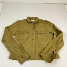 LOFT Button Front Shirt Green Boxy Fit Long Sleeve Casual Pockets Casual Top XS