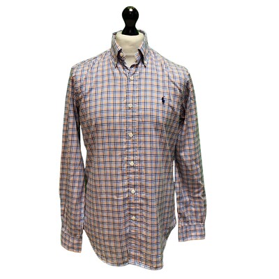 Ralph Lauren Karohemd Regular Blau Orange Herren UK Small S EU 46 E467